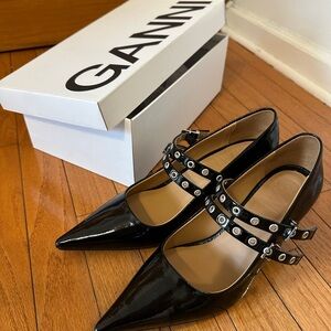 Brand new- Ganni Black Patent Leather Women's Shoes